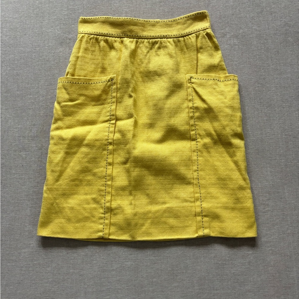 Anthropologie yellow tweed pencil skirt.
